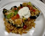 A picture of step 6 of Cheesy Rice Stuffed Poblanos.