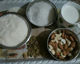 A picture of step 1 of Coconut laddu with dry fruits.