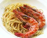 Foto langkah ke 5 dari resep Spaghetti with garlic butter prawns (#pr_pasta).