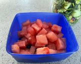 A picture of step 1 of Watermelon, walnut and feta salad.