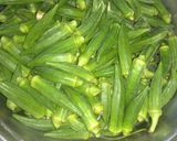 A picture of step 1 of Masala bhindi.