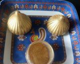 A picture of step 3 of Golden Glory Dry Fruit Chocolate modak.
