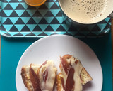 Foto del paso 5 de la receta: Pan con ajo y jamón, café con leche de avena y zumo de naranja : a desayunar!!