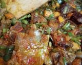 A picture of step 3 of Spicy beef suya and chicken pasta.