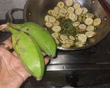 A picture of step 1 of Raw Banana sabzi.