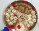 A picture of step 10 of Makhna and besan barfi.