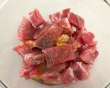 A picture of step 1 of Korean chilli paste mayonnaise pork.