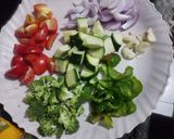 A picture of step 1 of Pasta Primavera.