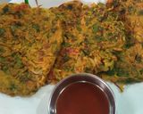 A picture of step 6 of Kodo vegetables millet pancake.
