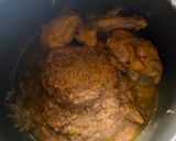 A picture of step 6 of Koli (Chicken) Saaru (runny curry)- Karnataka style.