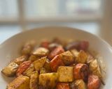 A picture of step 2 of Roasted veggies salad with roasted garlic balsamic dressing.