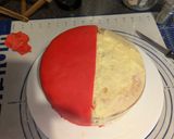 A picture of step 8 of Pokemon themed Victoria sponge cake.