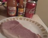 A picture of step 1 of Ham Steak with Spicy Redeye Gravy.