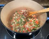 A picture of step 1 of Cuban black bean soup.