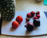 A picture of step 1 of Pineapple and Strawberry salsa.