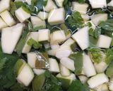 A picture of step 1 of Panipuri chutney raw mango and mint chutney.