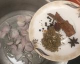 A picture of step 1 of Chicken akhni pulao.