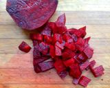 A picture of step 1 of Beetroot poriyal.
