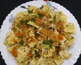 A picture of step 4 of Chaat (Papad Chat).