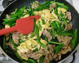 A picture of step 7 of Hearty Meal! Garlic Chives, Eggs & Pork Strips.