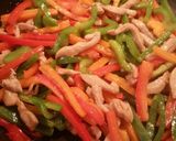 A picture of step 6 of Stir fry Peppers with Marinated Chicken Slices.