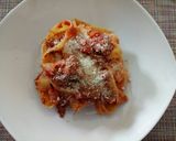 A picture of step 5 of Pappardelle al ragù di salsiccia e funghi.