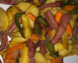 A picture of step 4 of Chips and stir fry with sausage.