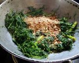 A picture of step 2 of Shepu chi bhaji (dill leaves curry).