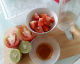 A picture of step 1 of Tomato Lime Honey Smoothie.