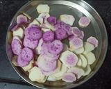 A picture of step 2 of Ratalu Puri (Purple Yam Puri).