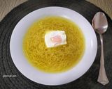 A picture of step 6 of Vegetable and Turmeric Soup with Noodles and Poached Egg.