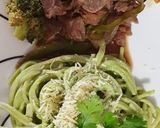 Foto del paso 6 de la receta: Lomo en verduras con spaghetti en salsa de cilantro