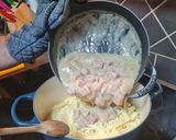 A picture of step 5 of Alfredo with Ham.
