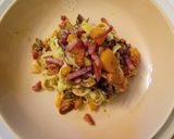 Foto del passaggio 4 della ricetta Tagliatelle con i funghi, zucca, crema di funghi e speck croccante