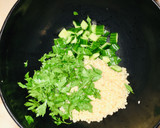 A picture of step 3 of Tabbouleh salad with a twist.