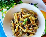 A picture of step 4 of Cold Pasta with Eggplant and Almond Pesto.