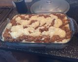 A picture of step 9 of Mixed Meat, Ham, and Cheese Lasagna.