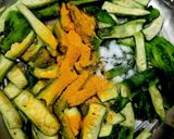 A picture of step 2 of Kaju Karela Sabji.