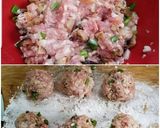 A picture of step 4 of Chinese Water Chestnut Mushroom Pork Patties 煎肉餅.