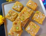 A picture of step 4 of Burfi(coconut, besan).