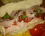 A picture of step 11 of Tex's Chicken, Ham, Spicy Cheese, and Tomato Sub/Melt 🐔🐷🍞🍅🧀.