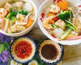 Hình bước làm 7 của món Nui tôm,gà nấm và rau củ