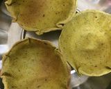 A picture of step 4 of Palak puri and aaloo bhaji with sev puri.