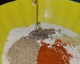 A picture of step 1 of Baingan Ke pakoray.