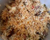 A picture of step 7 of Mutton biryani in electric rice cooker.
