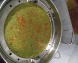 A picture of step 3 of Hariyali dhokla.