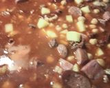 A picture of step 10 of Spanish Bean Soup from my Mother's Recipe Card.