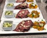 Smoked Rib-eye over Mustard Sauce, Loaded Smashed Potatoes, and Cucumber Salad recipe step 20 photo
