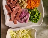 A picture of step 1 of Chips and sausage.