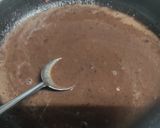 A picture of step 4 of Brownie cake with chocolate syrup.